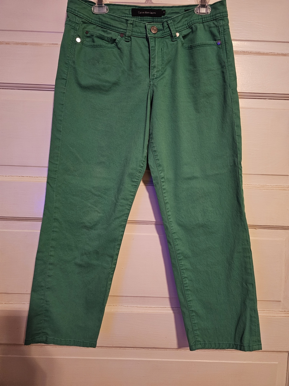Calvin Klein Jeans Skinny Crop Size 10 Kelly Green Vibrant Colored Denim